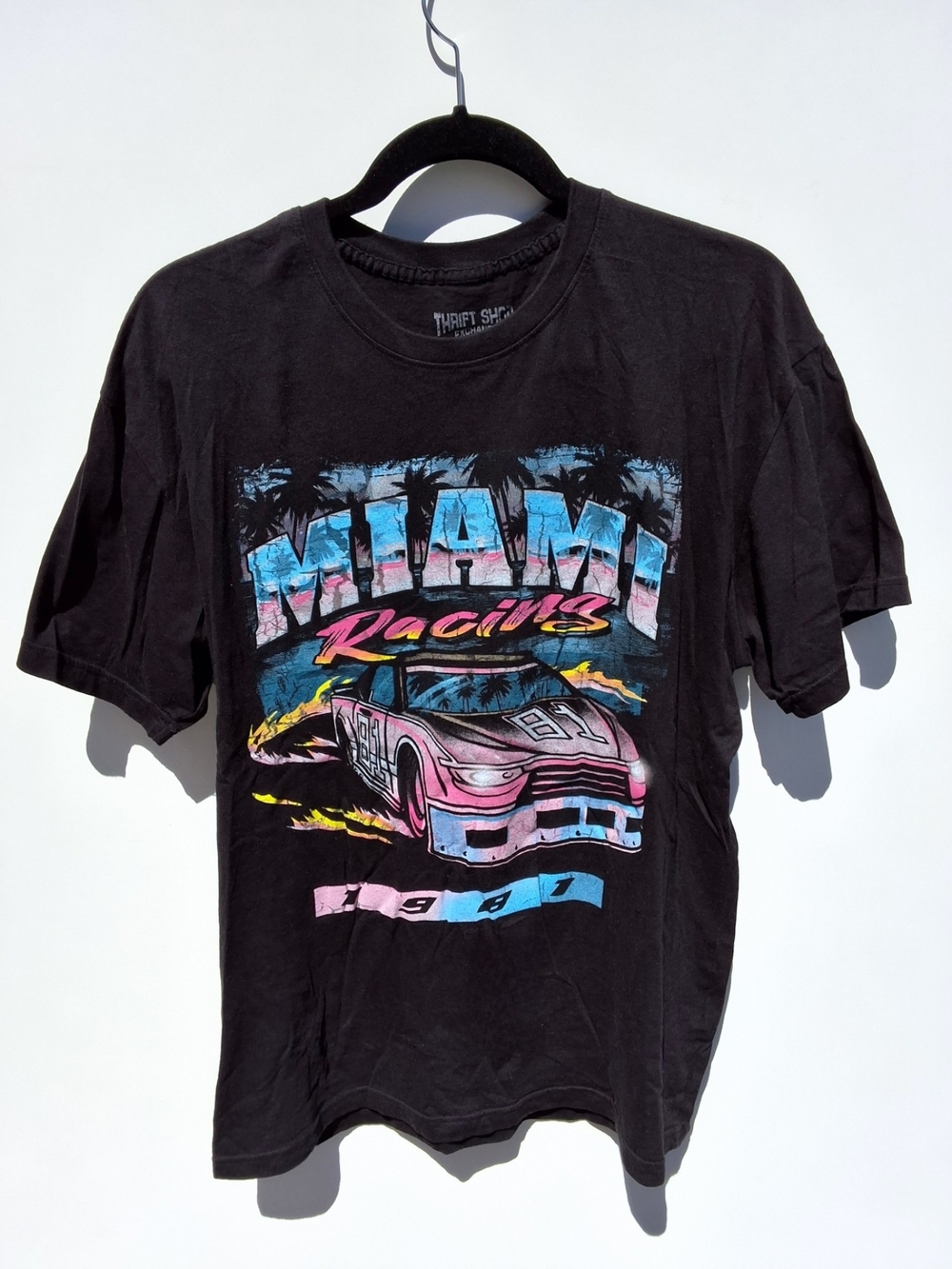 Thrift Shop Exchange Miami Racing Graphic T-Shirt - Black (Size L)